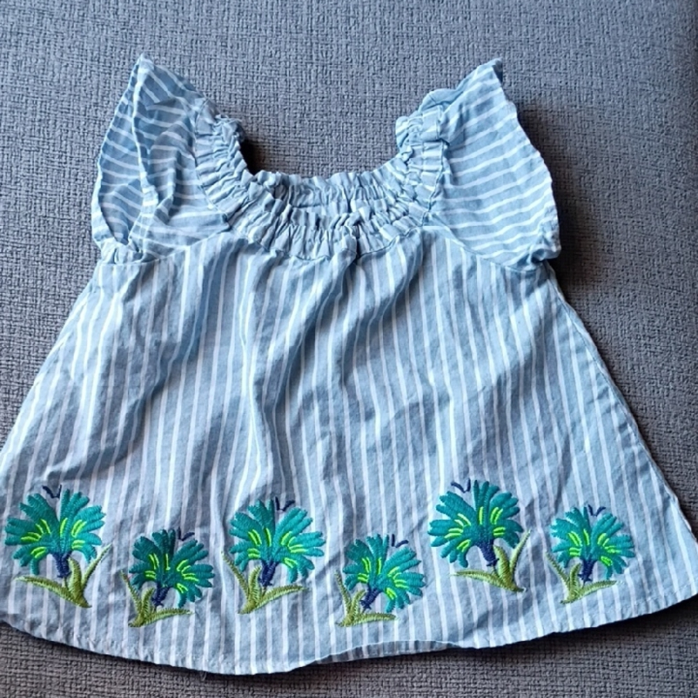 Striped Baby Top with Floral Embroidery